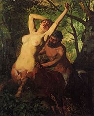 Wilhelm Trübner Para centaurów w lesie (1878)