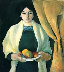 Portret z jabłkami. Żona malarz, 1909