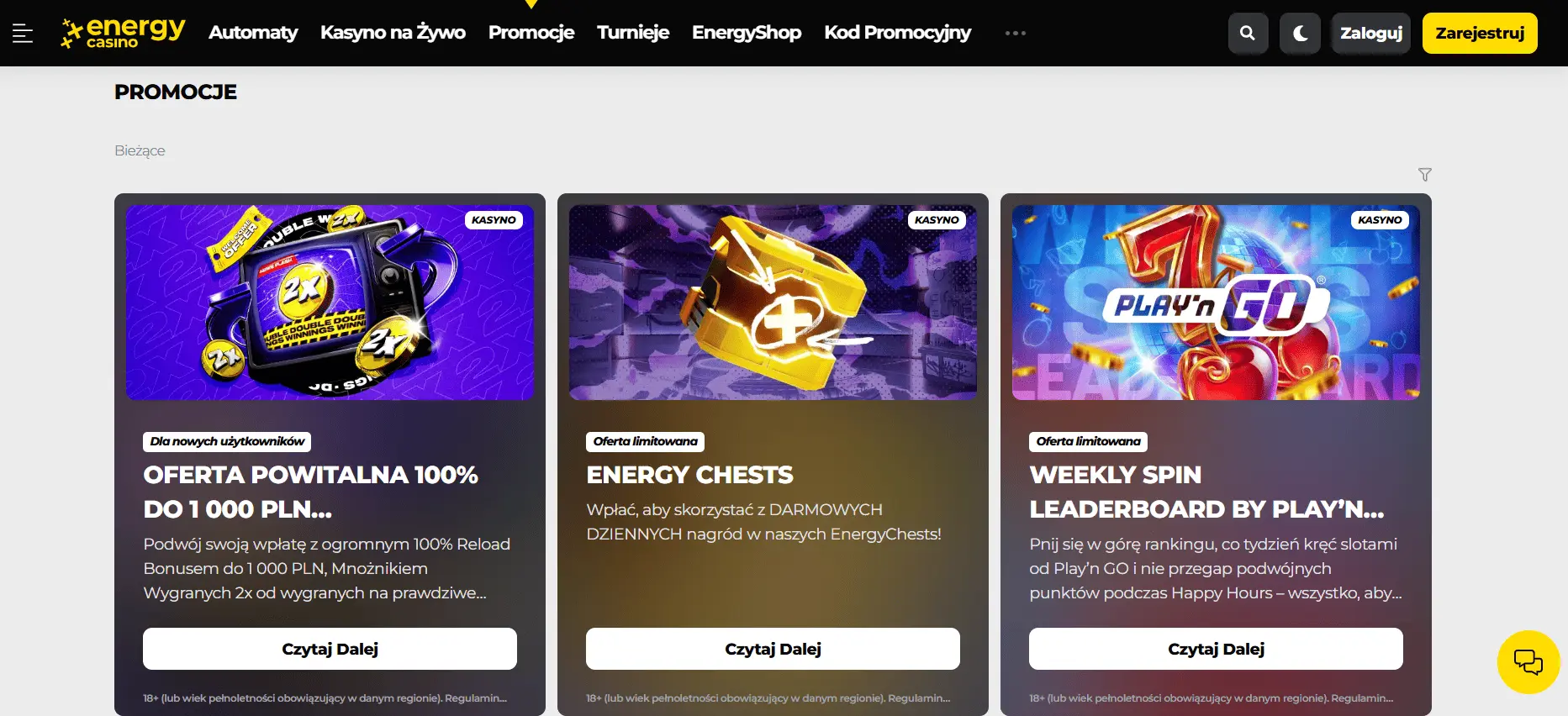 Bonusy i promocje Energy Casino dla nowych graczy
